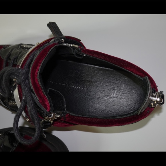 Giuseppe Zanotti Burgundy and Black Velvet Sneakers 37.5 - Picture 6 of 9